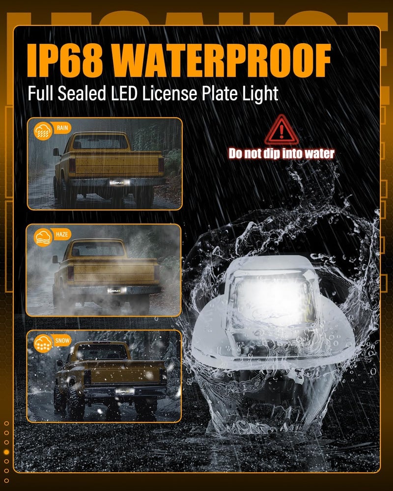 LESAUCE Upgraded LED License Plate Lights For 1988-2000 Chevy C/K-Series 1500/2500/3500 Pickup, 6000K White, Tag Lamp Assembly Replacement, IP68 Waterprooof, Pack of 2 - Image 5